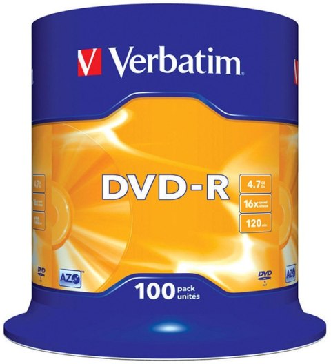 Płyta DVD-R VERBATIM CAKE (100) Matt Silver 4.7GB x16 43549