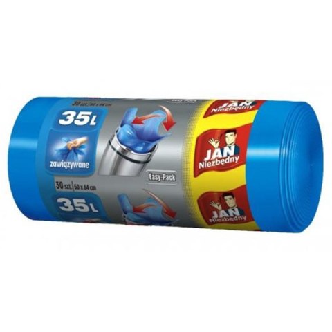 JAN NIEZBĘDNY Worki HD Easy_Pack, niebieskie, wiązane, 35 l, 30 szt., 32331
