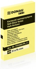 Bloczek samoprzylepny DONAU ECO 51x76 jasno żółty 7592001PL-11