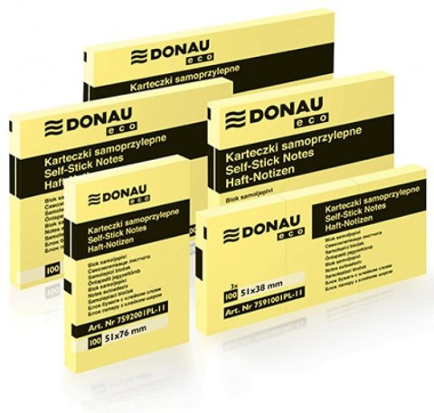 Bloczek samoprzylepny DONAU ECO 51x76 jasno żółty 7592001PL-11