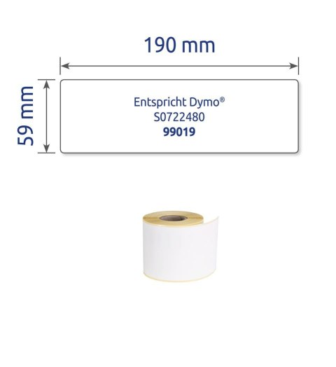 Etykiety na rolce, kryjące etykiety na segregatory 59 x 190mm, etykiety do termodruku, trwałe białe etykiety do segregatora, 110