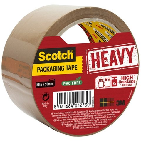 Taśma pakowa do wysyłek SCOTCH HEAVY, BARDZO MOCNA, kauczukowa, 50mm, 66m, brązowa UU005262843
