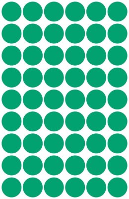 Kółka do zaznaczania śr. 12 mm, zielone etykiety papierowe, etykiety okrągłe z trwałym klejem, etykiety do oznaczenia 270 etyk. 