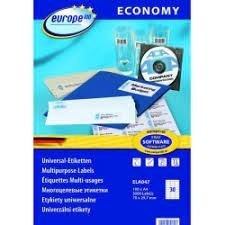Etykiety uniwersalne Economy Europe100 by Avery Zweckform, A4, 100 ark./op., 70 x 29,7 mm, białe ELA047