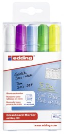 Marker EDDING do tablic szklanych biały + mix kolorów, etui 5 szt. 90/5s/049/b ed suchościeralny