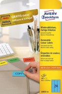 Usuwalne etykiety kolorowe 63,5 x 33,9 mm, niebieskie etykiety papierowe, etykiety samoprzylepne 20 ark. / op., Avery L6032-20