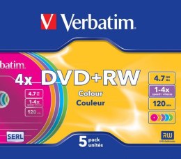 Płyta DVD+RW VERBATIM SLIM Color 4.7GB x4 (5 szt.) 43297