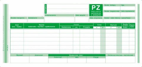 Przyjęcie materiałów z zewnątrz PZ, 1/3 A4 80 kartek, 10-352-8 DOTTS