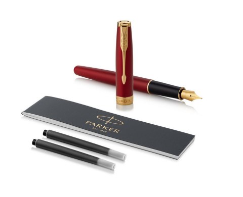 Pióro wieczne (F, stalówka ze stali) SONNET RED LACQUER GT PARKER 1931473, giftbox
