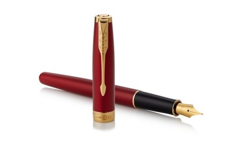 Pióro wieczne (F, stalówka ze stali) SONNET RED LACQUER GT PARKER 1931473, giftbox