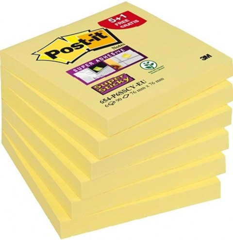 Nowy indeks blk0115011 Bloczek samoprzylepny POST-IT_ Super Sticky (654-P6SSCY-EU), 76x76mm,90 kart., żółty
