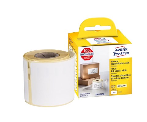 Etykiety na rolce, etykiety na paczki 54 x 101 mm, etykiety do termodruku, białe etykiety papierowe, etykiety kurierskie 220 ety
