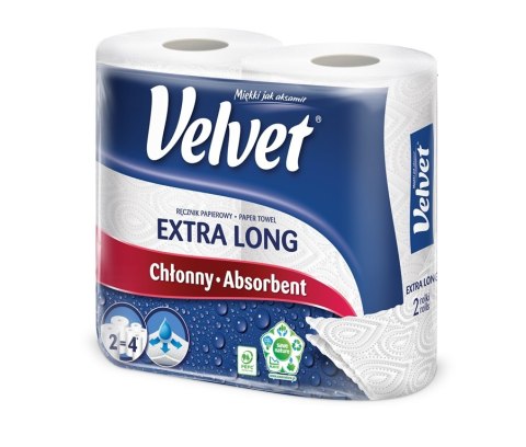 Ręcznik w roli Velvet Extra Long Biały 2 rolki 100% celuloza