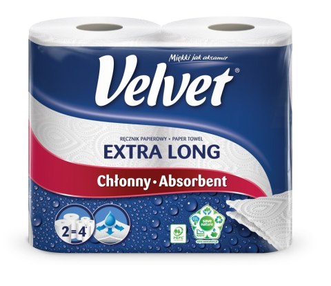 Ręcznik w roli Velvet Extra Long Biały 2 rolki 100% celuloza