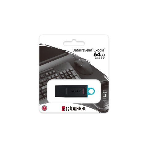 Pamięć Pendrive KINGSTON 64GB USB 3.2 GEN1 Data Traveler Exodia czarny-turkusowy DTX/64GB