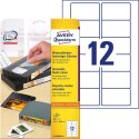 Usuwalne etykiety na kasety wideo 78,7 x 46,6 mm, białe etykiety samoprzylepne, usuwalne etykiety papierowe 25 ark. / op., Avery