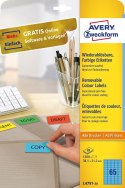 Usuwalne etykiety kolorowe 38,1 x 21,2 mm, niebieskie etykiety papierowe, etykiety samoprzylepne 20 ark. / op., Avery L4791-20