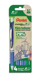 Pióro kulkowe ENERGEL ECO (kpl.4szt - zielony, 3x niebieski) BL77E-ST4DCCCPL PENTEL