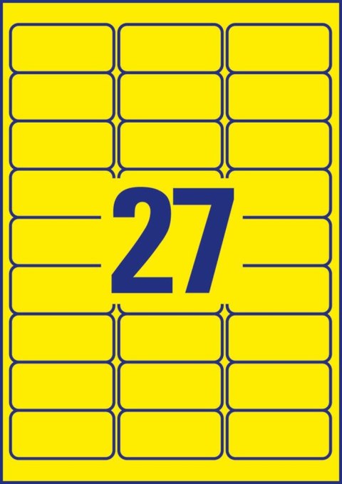 Etykiety foliowe 63,5 x 29,6 mm, żółte etykiety wodoodporne z trwałym klejem, etykiety poliestrowe 20 ark. / op., etykiety ostrz