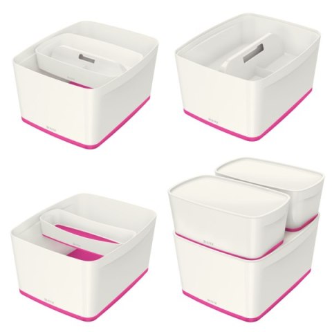 Pojemnik MyBOX duży z pokrywką biało-różowy LEITZ 52161023 .