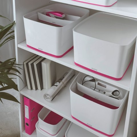 Pojemnik MyBOX duży z pokrywką biało-różowy LEITZ 52161023 .