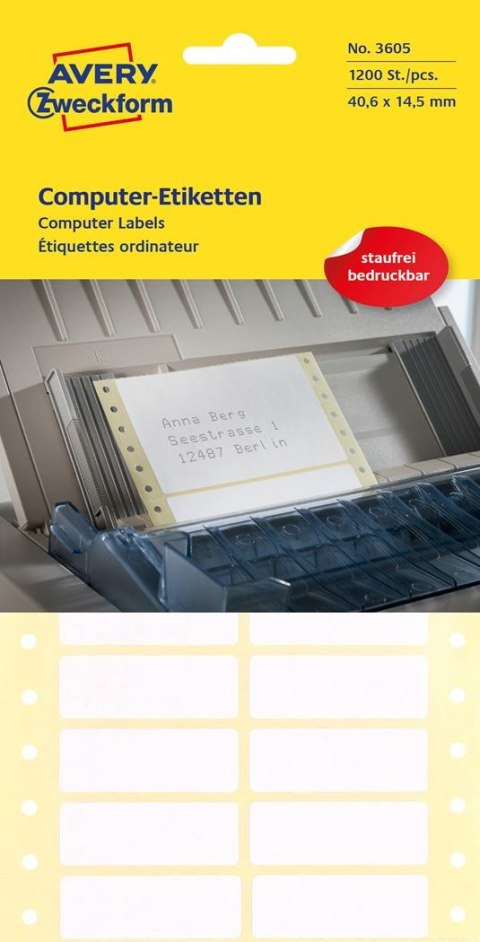Etykiety uniwersalne do durkarek igłowych Avery 40.6x14.5 A"1200, Avery Zweckform 3605